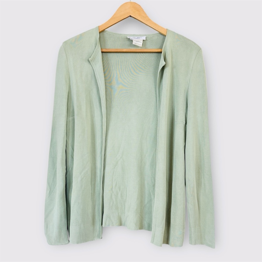 CELINE Paris Mint Viscose Cardigan Size 40 – Made in Italy – Minimalist Luxury - Picture 3 of 10